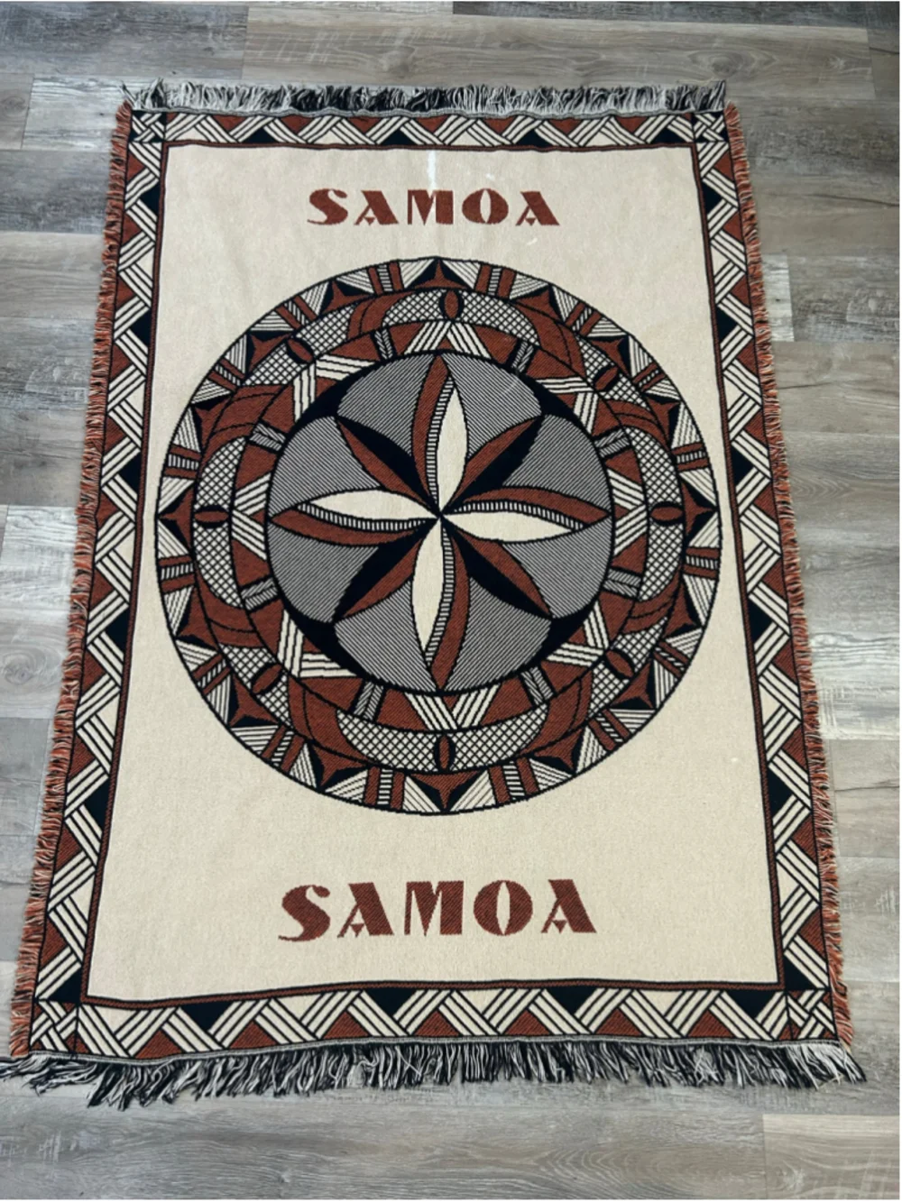 Samoan Polynesian Siapo Hand Woven 100% Cotton Tapetry Wall Art Made In USA
